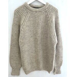 SUMMIT SPORTS Gt Britain Vintage Pure Wool Fisherman Sweater Chunky Knit Size XL